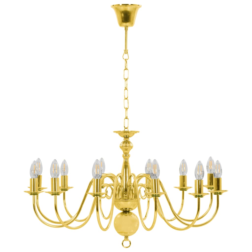 Taklampe Lysekrone gyllen 12 x E14 lyspærer