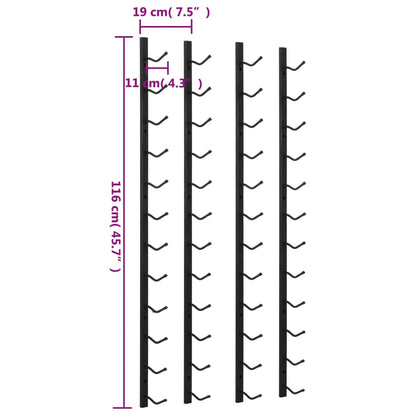 Vinstativ Veggmontert vinstativ for 12 flasker 2 stk Svart jern