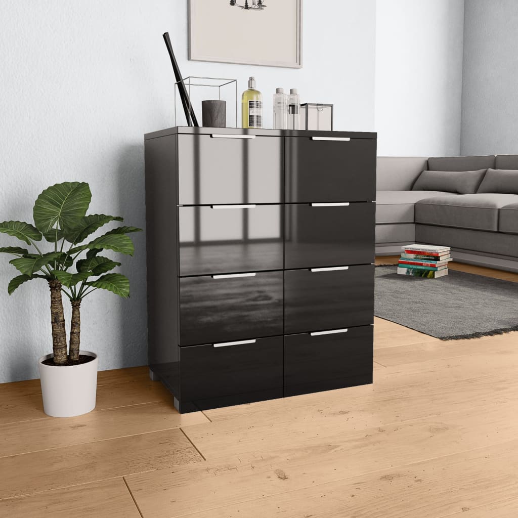 Skjenk Høyglans Svart 60x35x80 cm