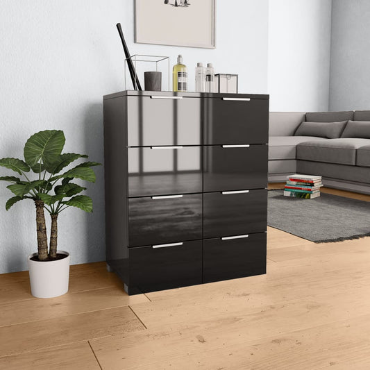 Skjenk Høyglans Svart 60x35x80 cm