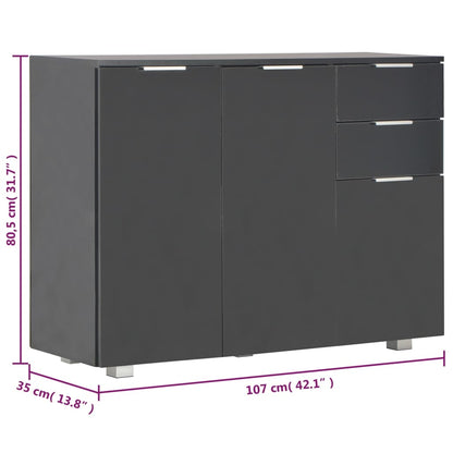Skjenk Høyglans Svart 107x35x80,5 cm
