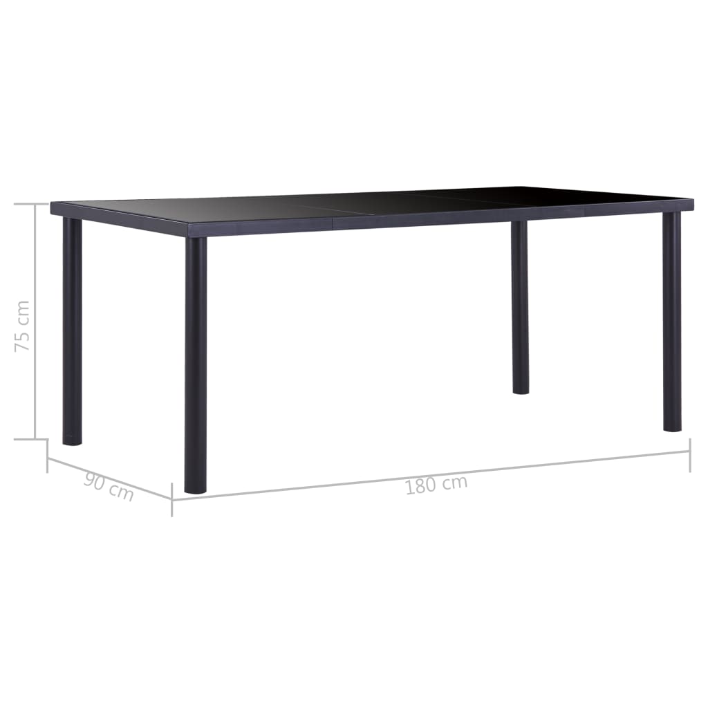Spisebord Kjøkkenbord Svart 180x90x75 cm herdet glass