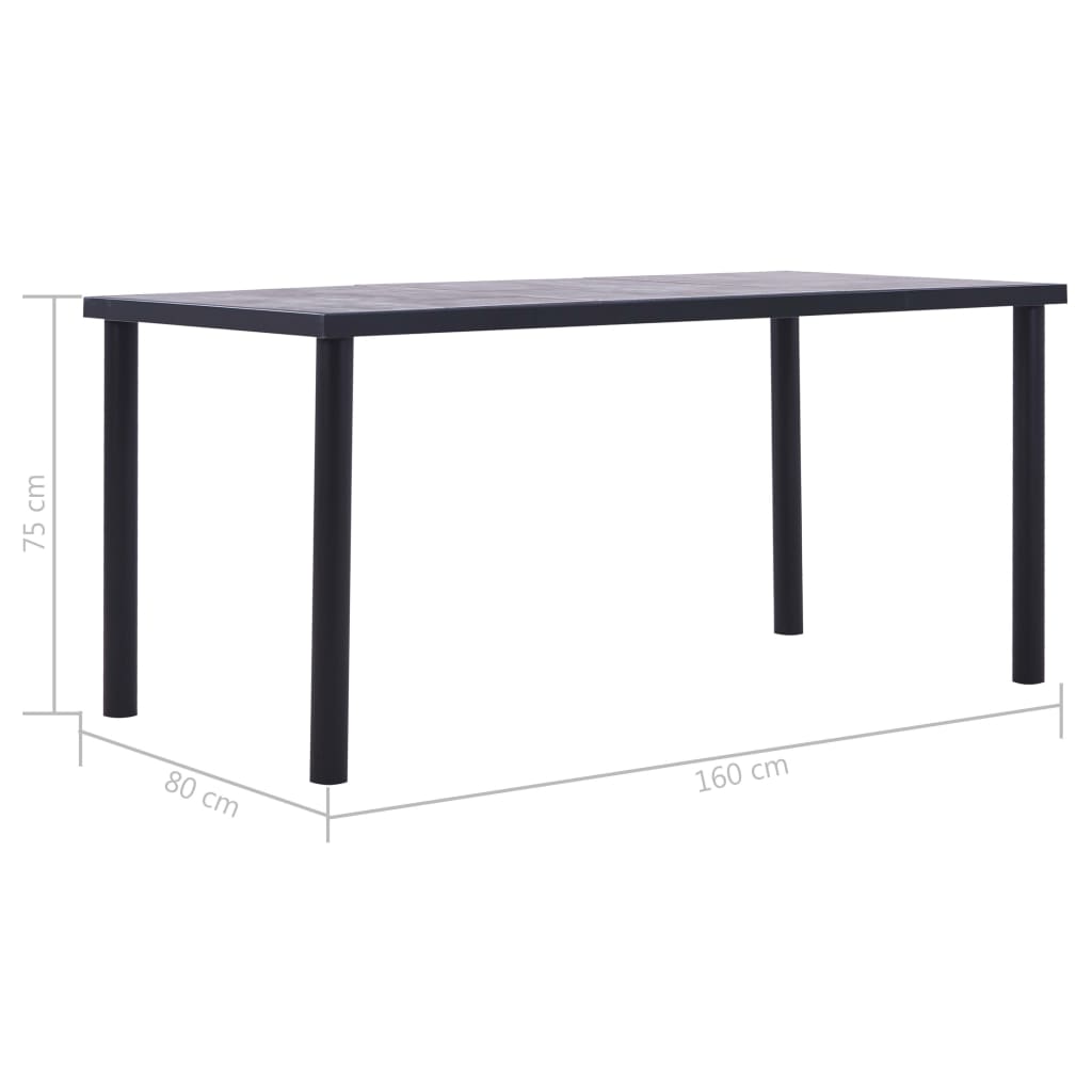 Spisebord Kjøkkenbord Svart og Betonggrå 160x80x75 cm MDF