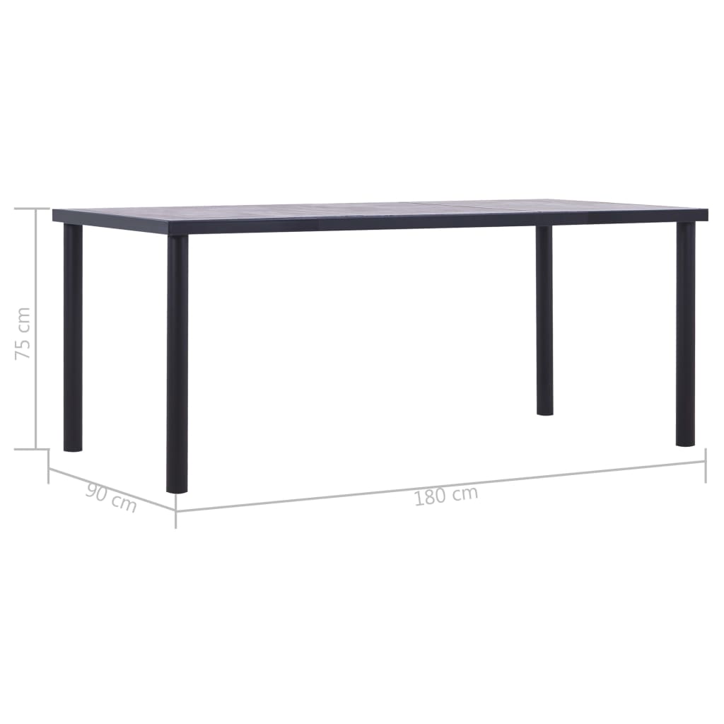 Spisebord Kjøkkenbord Svart og Betonggrå 180x90x75 cm MDF