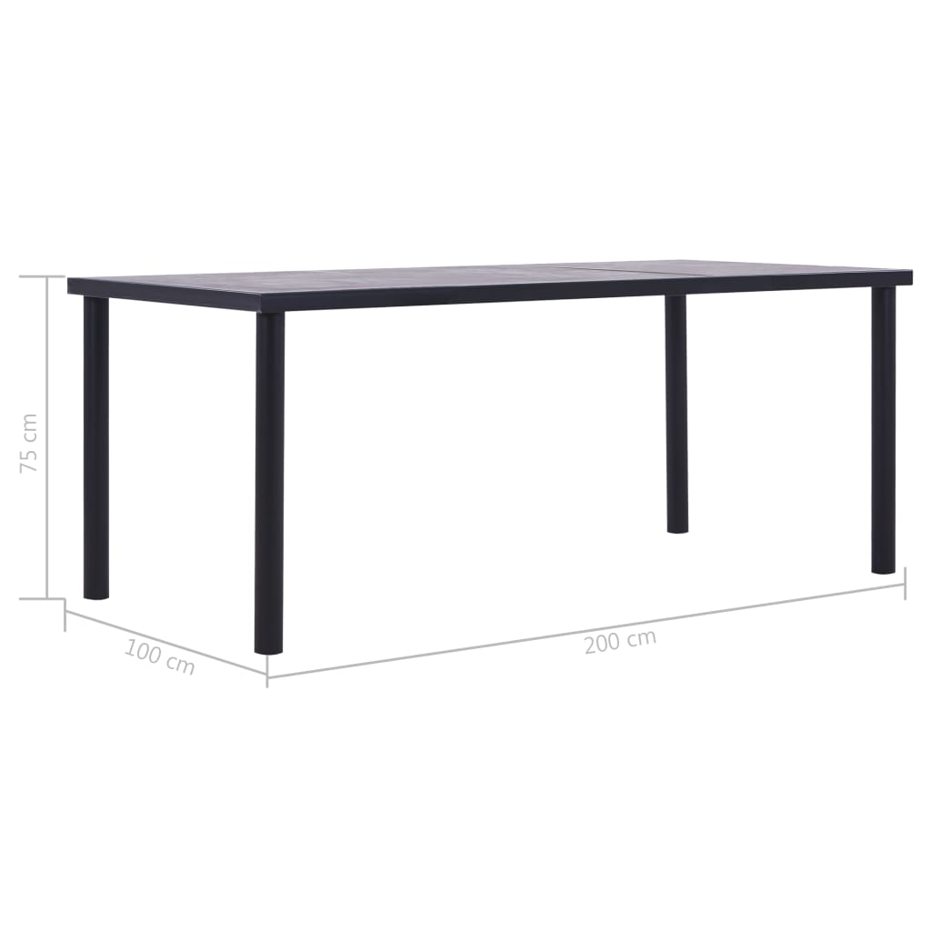 Spisebord Kjøkkenbord Svart og Betonggrå 200x100x75 cm MDF