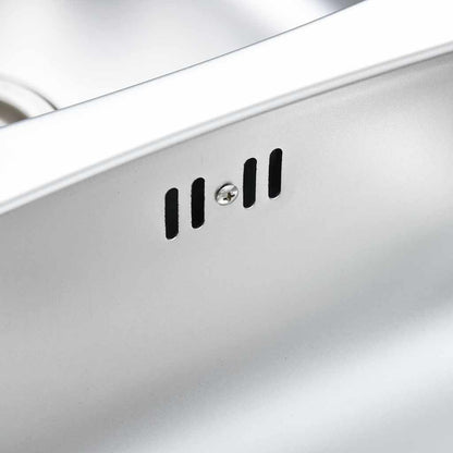 Kjøkkenvask med dobbel kum med sil og samler rustfritt stål