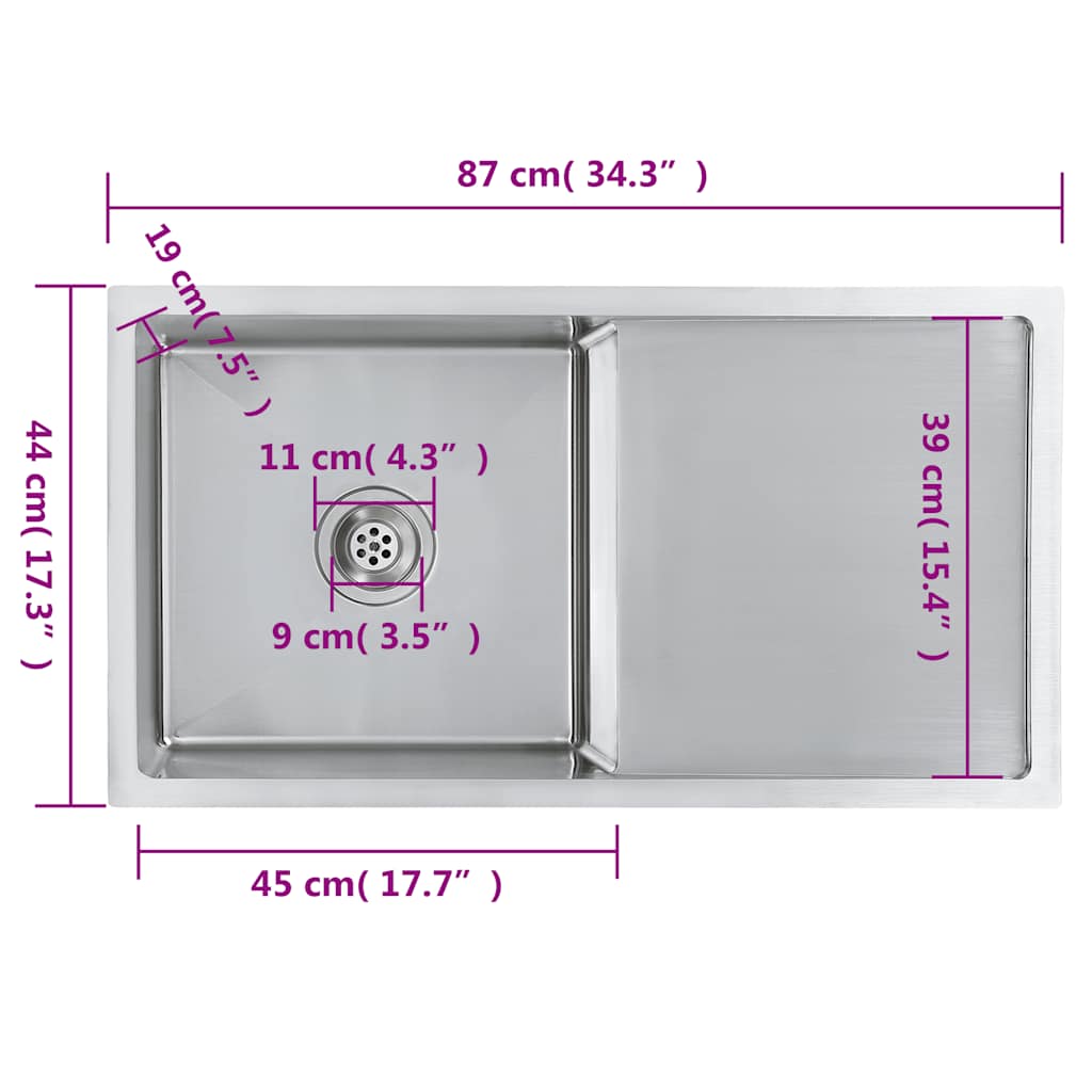 Kjøkkenvask Håndlaget rustfritt stål