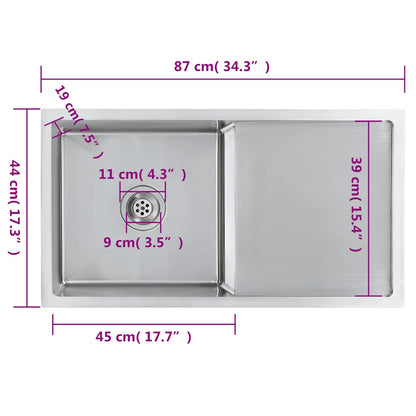 Kjøkkenvask Håndlaget rustfritt stål