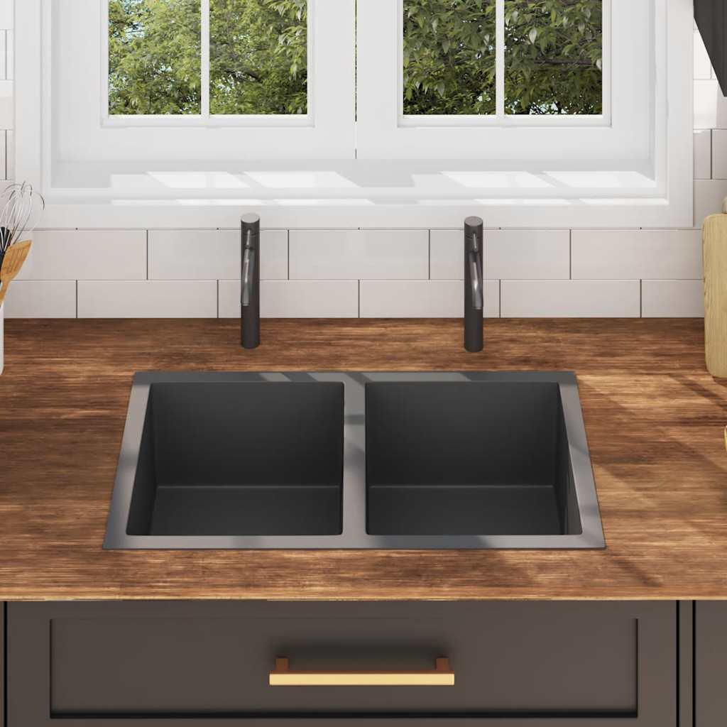 Kjøkkenvask Håndlaget Svart rustfritt stål