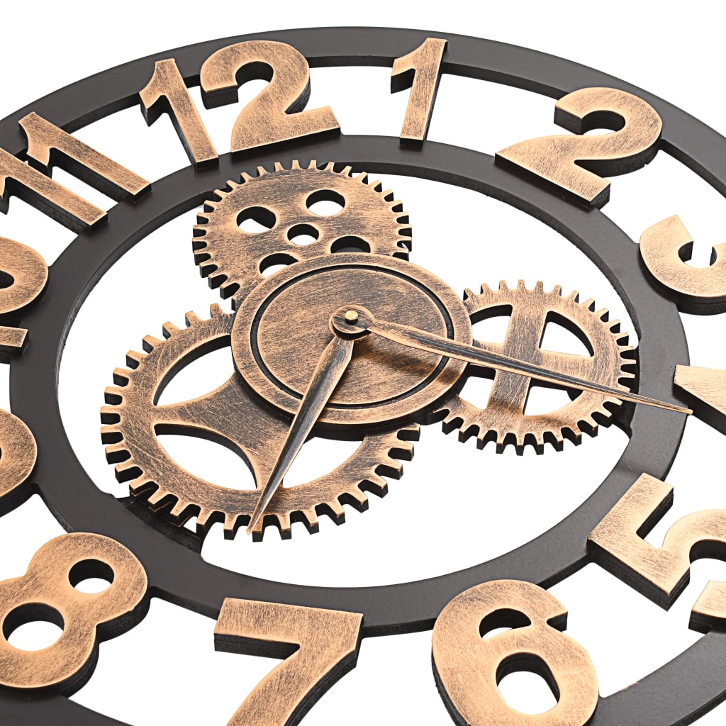 Veggklokke metall 58 cm gylden og svart