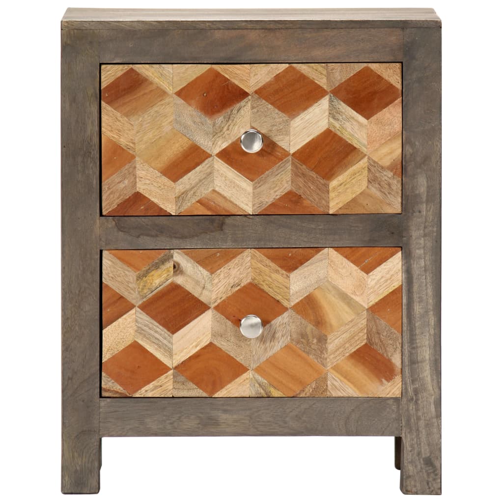 Nattbord Sengbord Tre heltre mangotre Grå 40x30x50 cm
