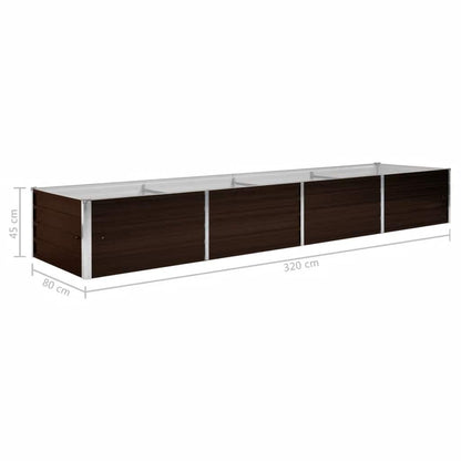 Høybed brun 320x80x45 cm galvanisert stål
