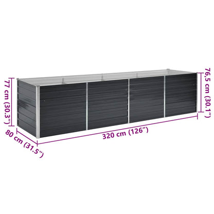 Høybed antrasitt 320x80x77 cm galvanisert stål
