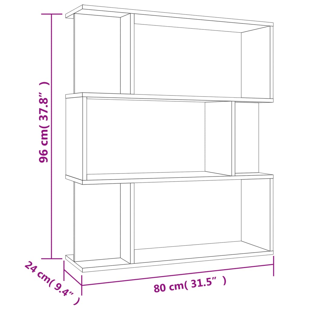 Bokhylle Sonoma Eik Romdeler 80x24x96 cm