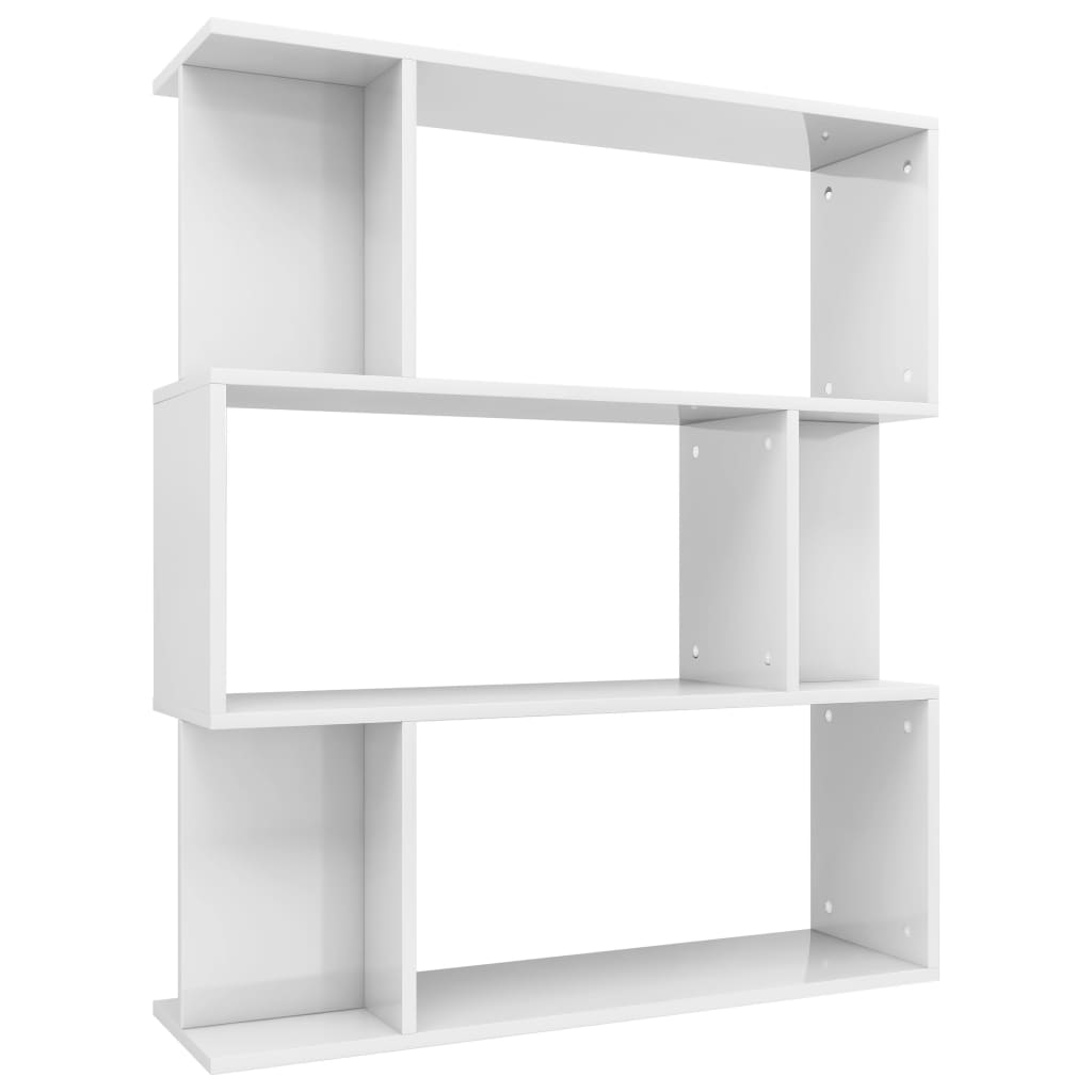 Bokhylle Høyglans Hvit Romdeler 80x24x96 cm