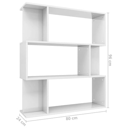 Bokhylle Høyglans Hvit Romdeler 80x24x96 cm