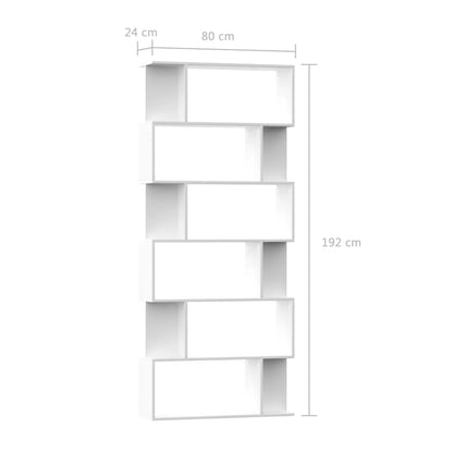 Bokhylle Hvit Romdeler 80x24x192 cm