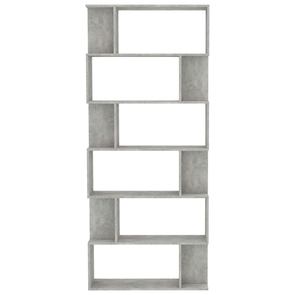 Bokhylle/Romdeler betonggrå 80x24x192 cm konstruert tre