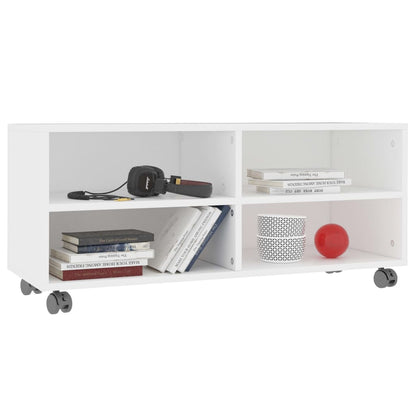 TV-Møbel Hvit Tv-benk med hjul 90x35x35 cm
