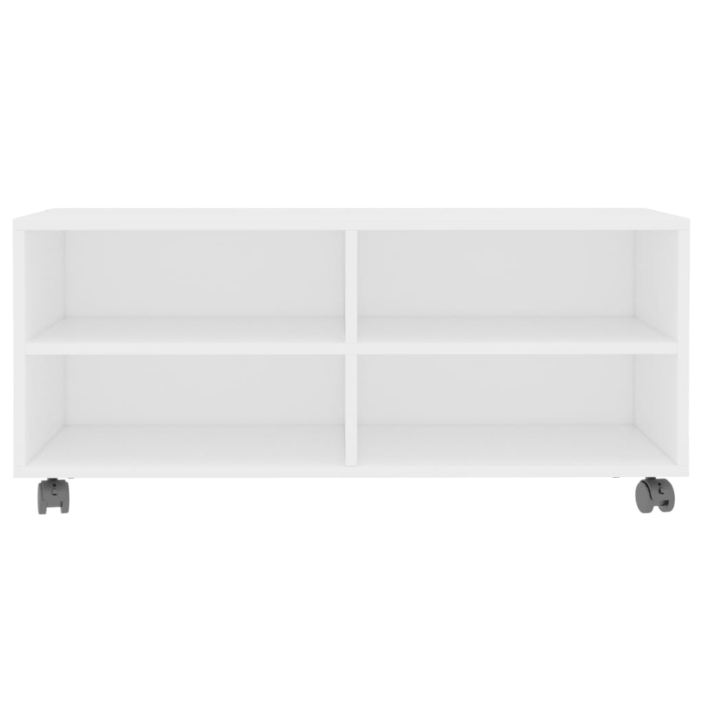 TV-Møbel Hvit Tv-benk med hjul 90x35x35 cm