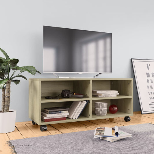 TV-Møbel Sonoma Eik Tv-benk med hjul 90x35x35 cm