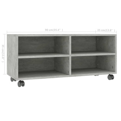 TV-Møbel Betonggrå Tv-benk med hjul 90x35x35 cm