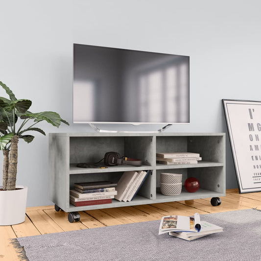 TV-Møbel Betonggrå Tv-benk med hjul 90x35x35 cm