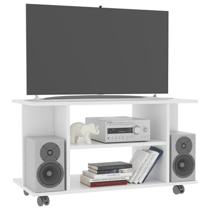 TV-Møbel Hvit Tv-benk med hjul 80x40x45 cm