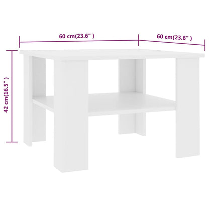 Salongbord Sofabord Hvit 60x60x42 cm