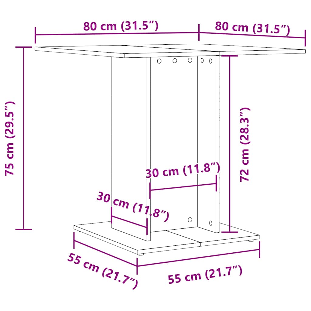 Spisebord Kjøkkenbord Hvit 80x80x75 cm
