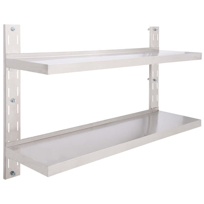 Vegghylle DIV. Flytende vegghylle 2 nivåer rustfritt stål 120x30 cm