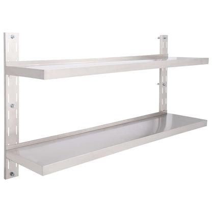 Vegghylle DIV. Flytende vegghylle 2 nivåer rustfritt stål 150x30 cm