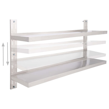 Vegghylle DIV. Flytende vegghylle 2 nivåer rustfritt stål 150x30 cm