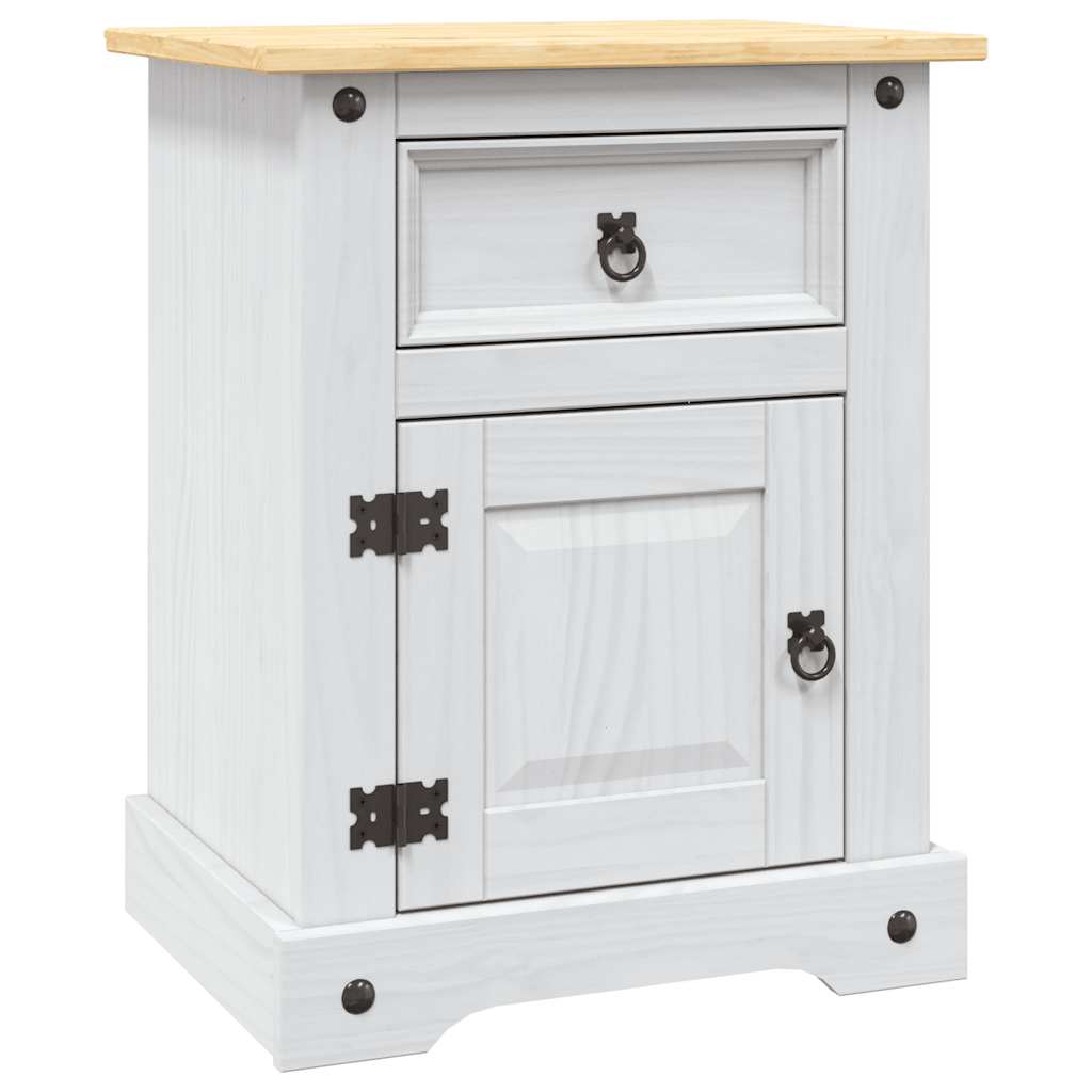 Nattbord Sengbord Hvit meksikansk Corona-stil furu 53x39x67 cm