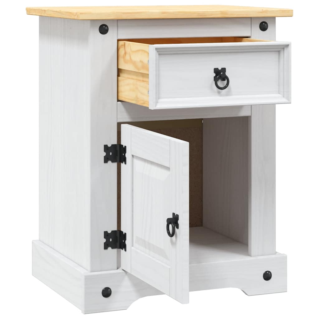 Nattbord Sengbord Hvit meksikansk Corona-stil furu 53x39x67 cm
