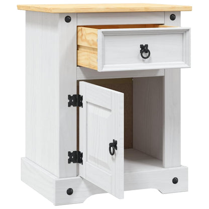 Nattbord Sengbord Hvit meksikansk Corona-stil furu 53x39x67 cm