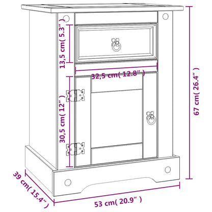 Nattbord Sengbord Hvit meksikansk Corona-stil furu 53x39x67 cm