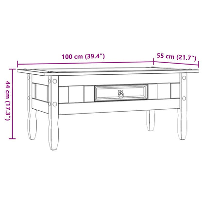 Salongbord Sofabord Hvit meksikansk Corona-stil furu 100x55x44 cm