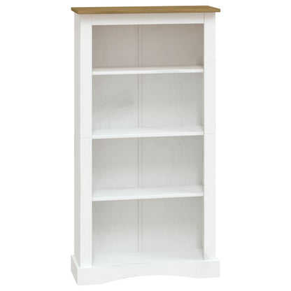 Bokhylle Hvit 4 hyller meksikansk Corona-stil furu 80x29x150 cm