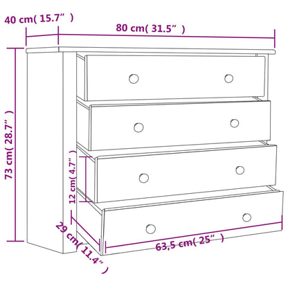 Skap Tre heltre furu 80x40x73 cm Panama Range
