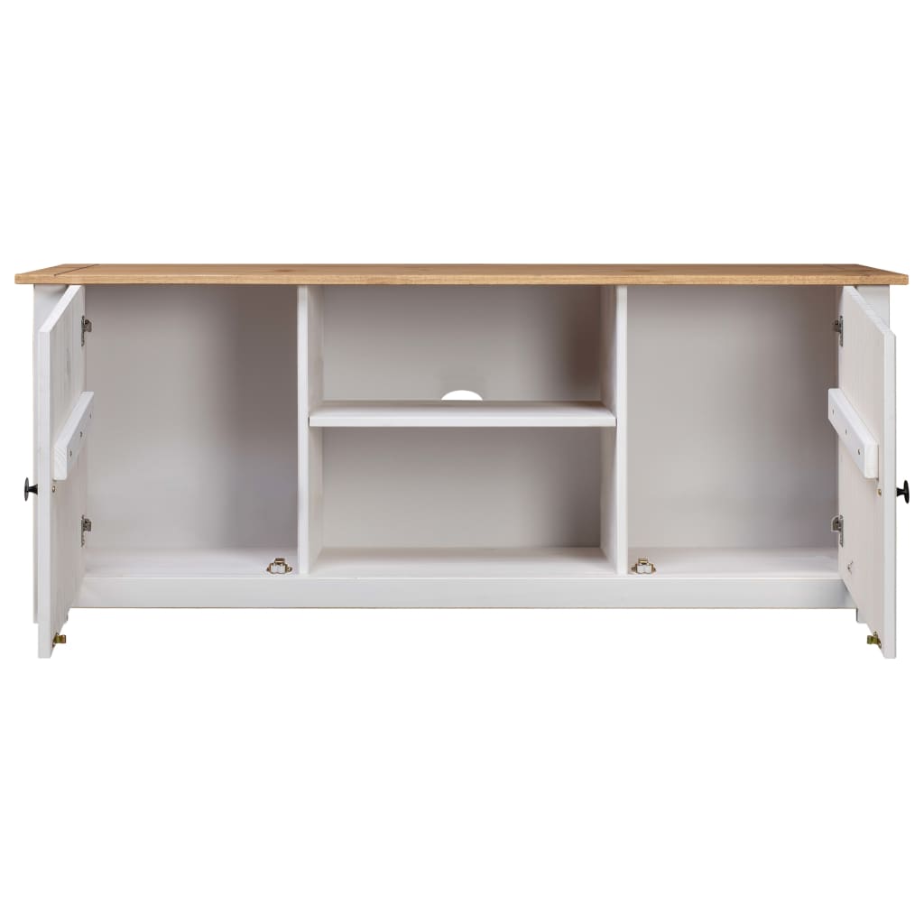 TV-Møbel Hvit TV-benk 120x40x50 cm heltre furu Panama Range