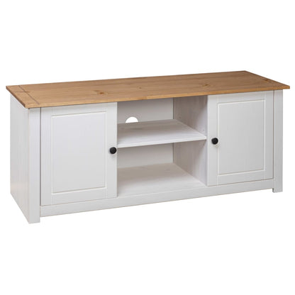 TV-Møbel Hvit TV-benk 120x40x50 cm heltre furu Panama Range