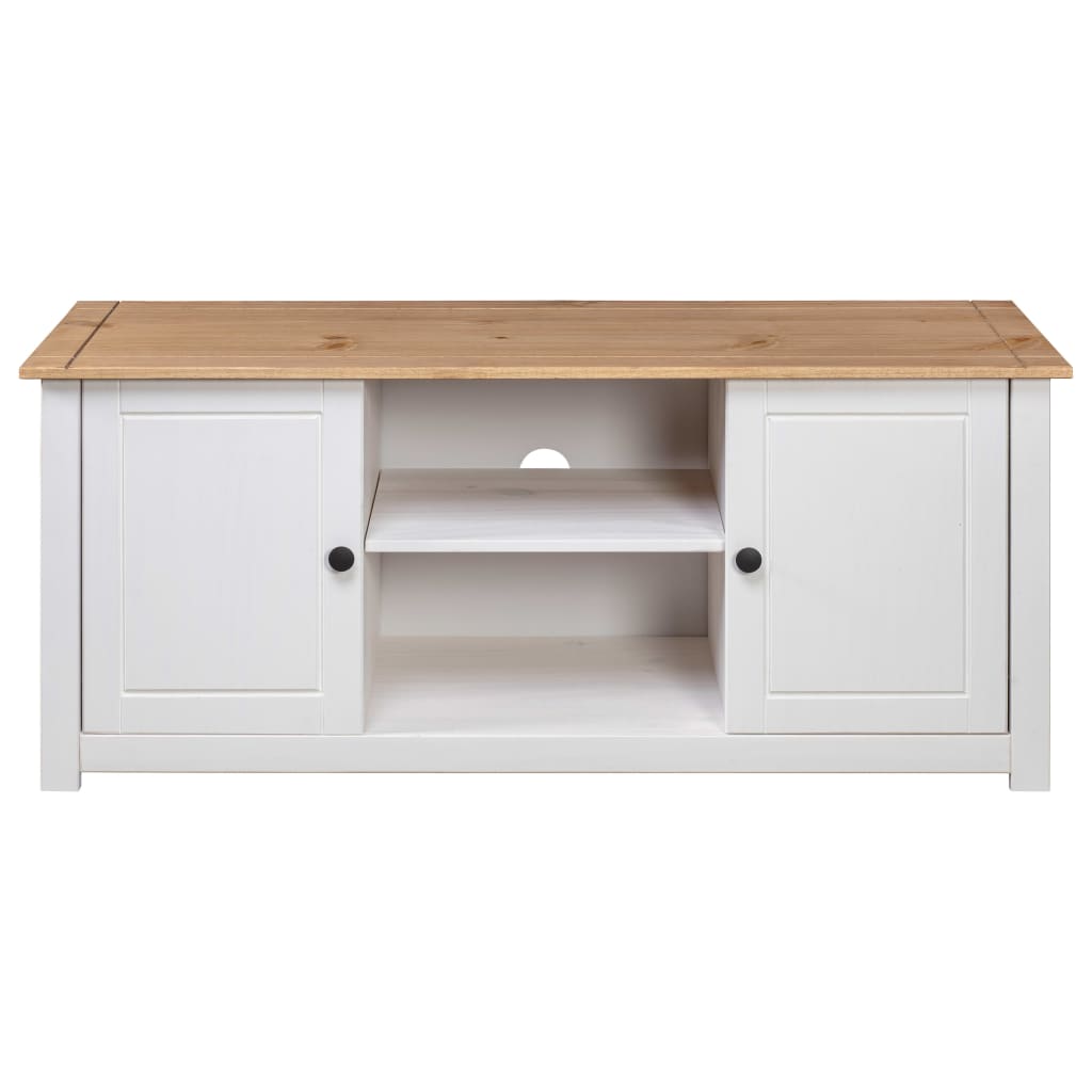 TV-Møbel Hvit TV-benk 120x40x50 cm heltre furu Panama Range