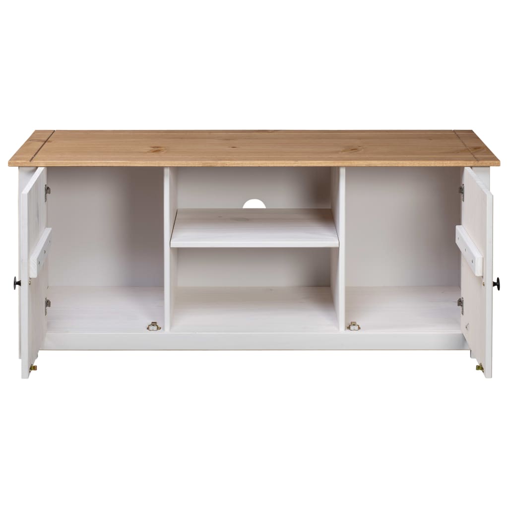 TV-Møbel Hvit TV-benk 120x40x50 cm heltre furu Panama Range