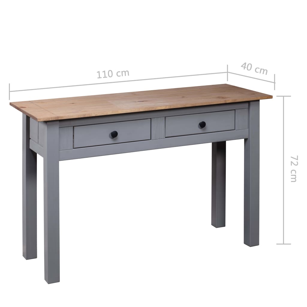 Avlastningsbord konsollbord Grå 110x40x72 cm heltre furu Panama Range