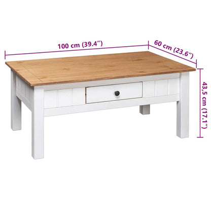 Salongbord Sofabord Hvit 100x60x45 cm heltre furu Panama Range