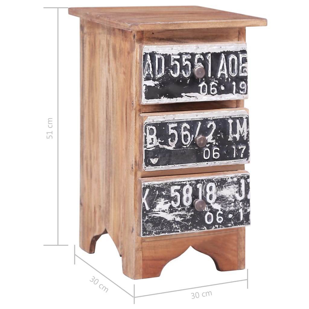 Nattbord Sengbord Tre heltre mahogni 30x30x51 cm