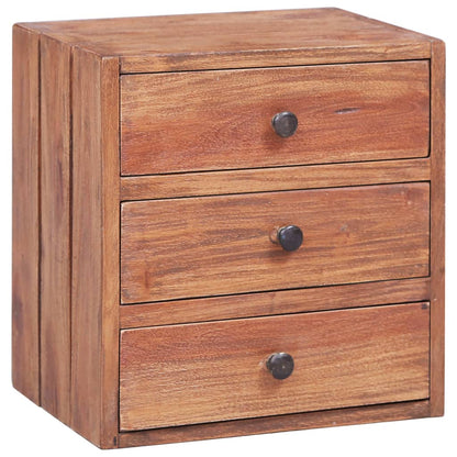Nattbord Sengbord Tre heltre mahogni med 3 skuffer 35x25x35 cm