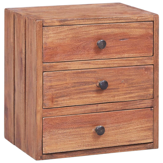 Nattbord Sengbord Tre heltre mahogni med 3 skuffer 35x25x35 cm
