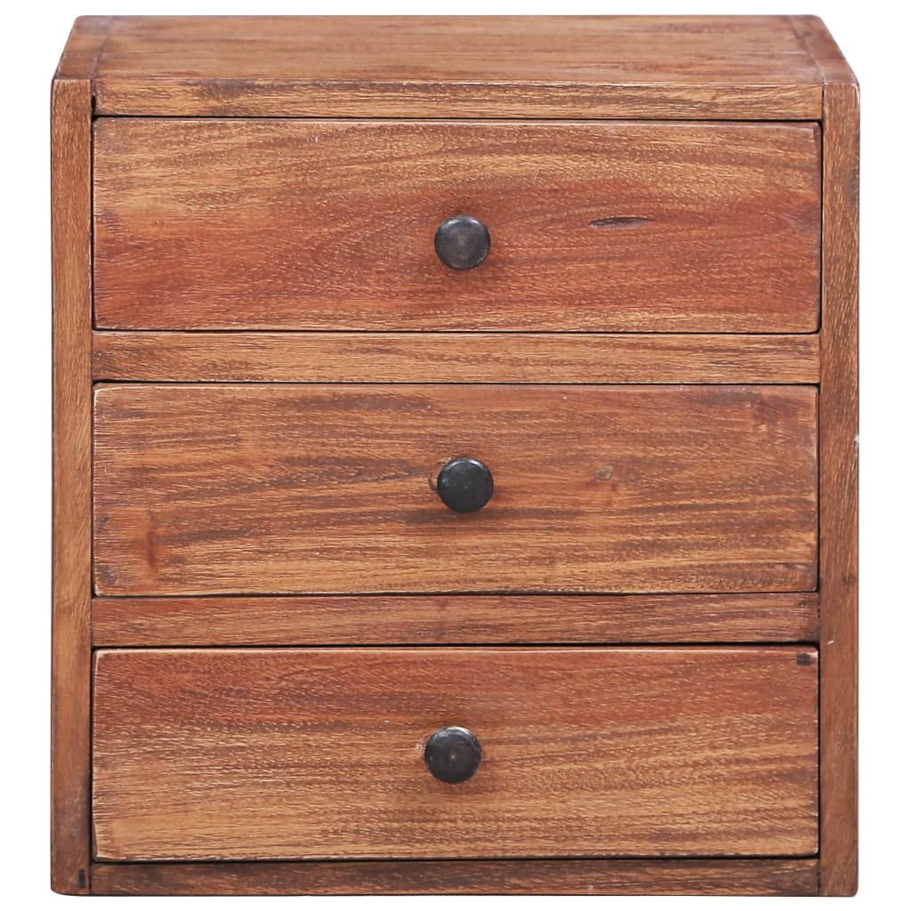 Nattbord Sengbord Tre heltre mahogni med 3 skuffer 35x25x35 cm